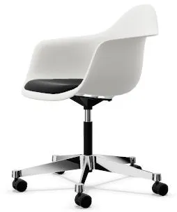 Vitra Eames Plastic PACC Toimistotuoli Pehmustetulla Istuimella ja Musta/Valkoinen Swivel