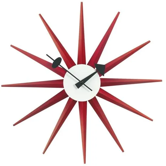 Vitra Sunburst Clock Kello Punainen